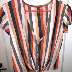 American Eagle striped button up t-shirt
